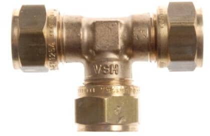 T-kobling 6/8 mm kobber for gassrør - Gimeg forfra