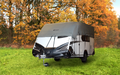 Takbeskyttelsespresenning for campingvogn 450x390 cm forfra