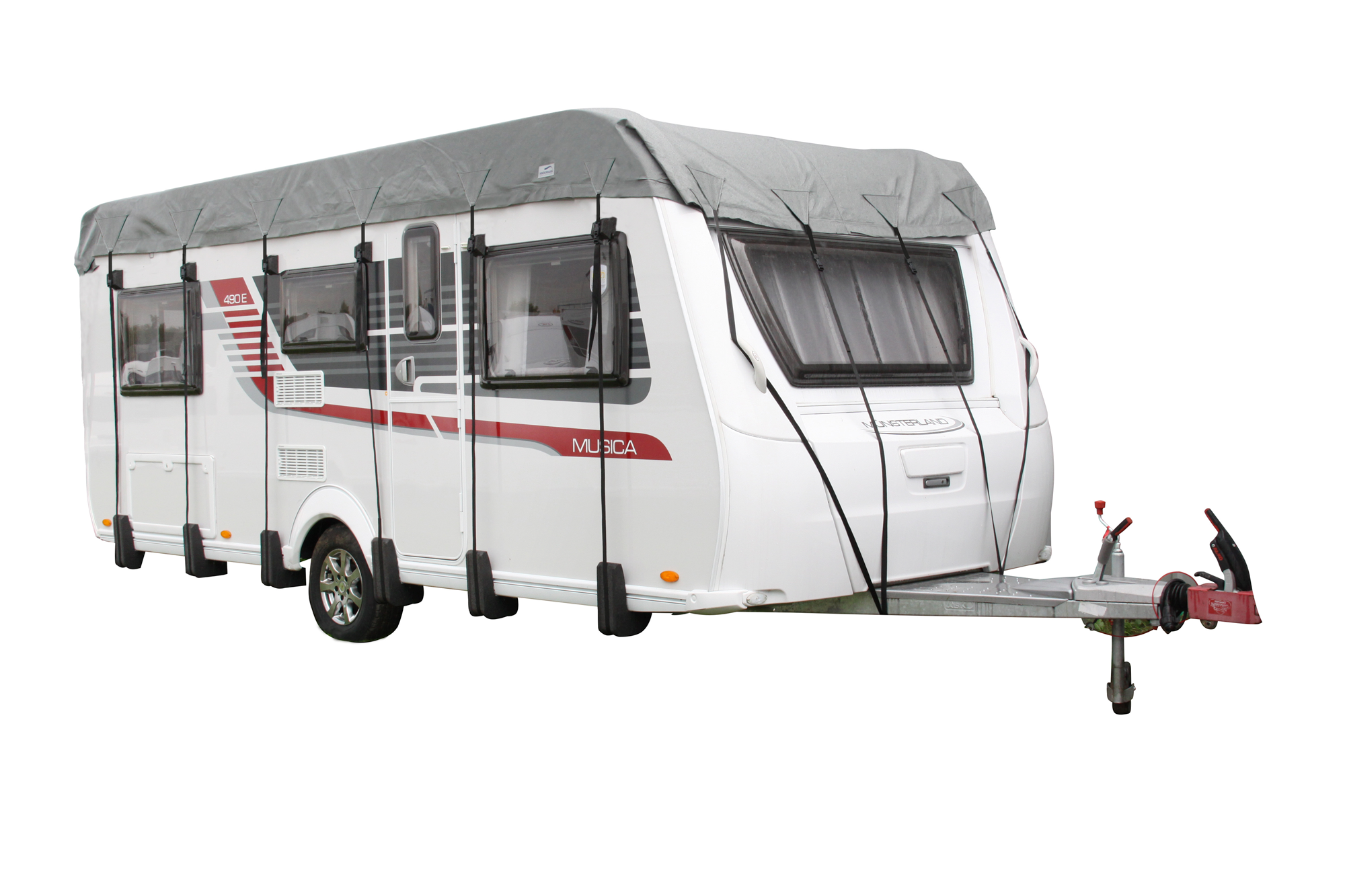 Takbeskyttelsespresenning for campingvogn Wintertime 500x300 cm forfra
