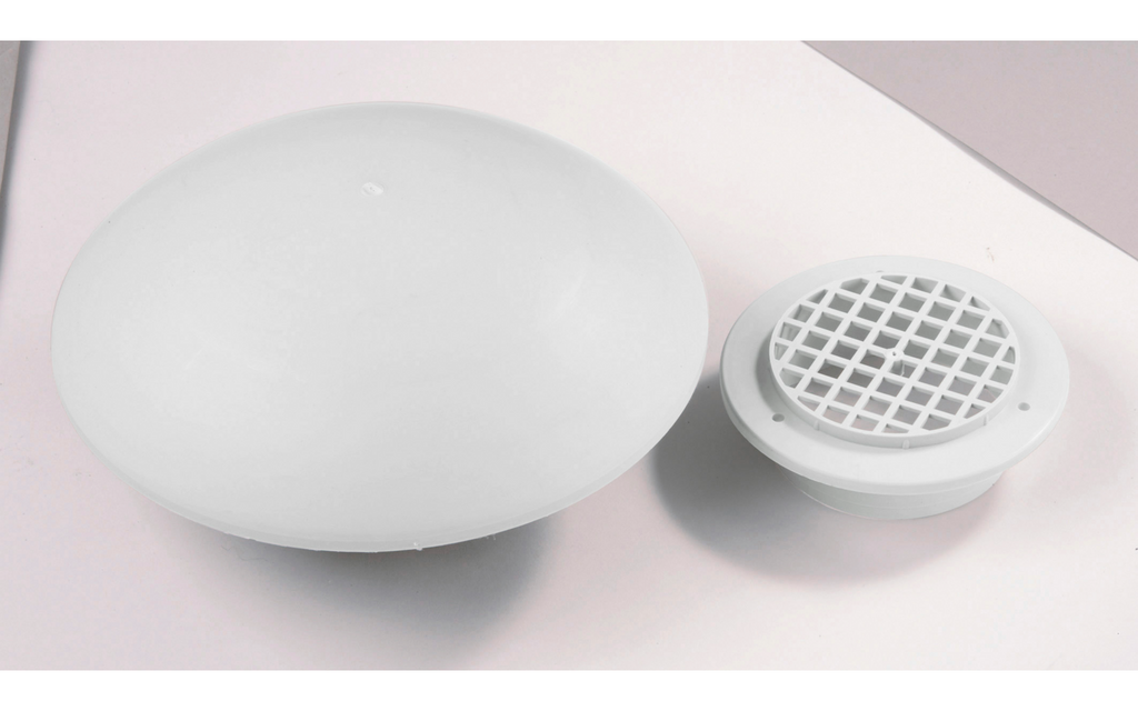 Taklufter med vifte 12V lysegrå, Ø 20 cm bakside