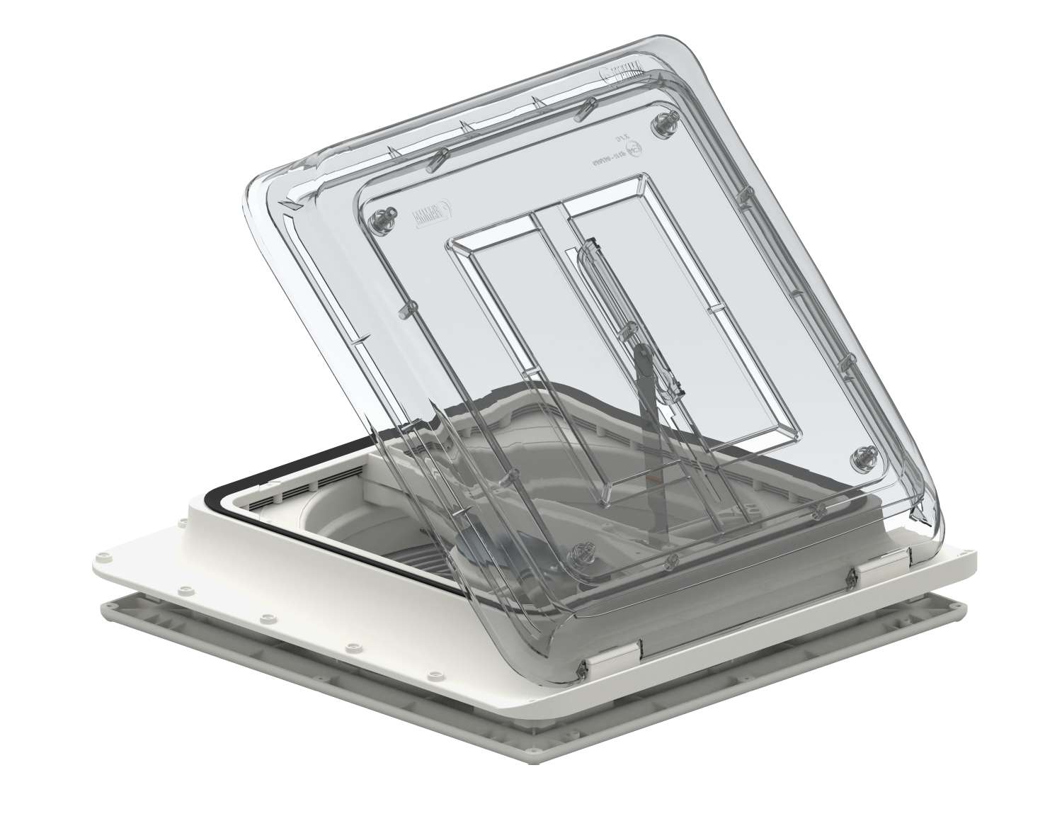 Takluke 40x40 cm med vifte myggnett og mørklegging 12V Fiamma for bobil