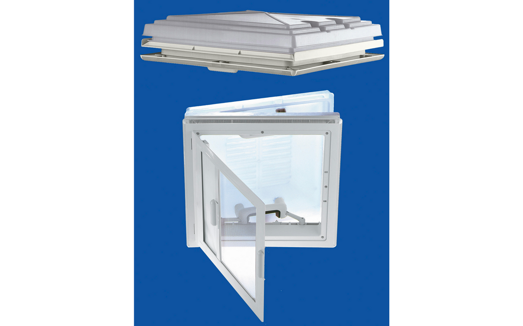 Sidevisning av takluke modell 4600K 40 x 40 cm med rullegardin