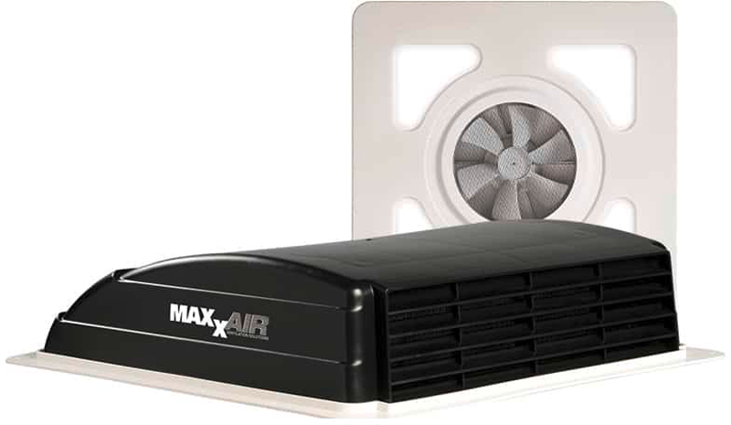 Takluke Maxxfan Mini plus smoke med LED og vifte 360x360 mm foran