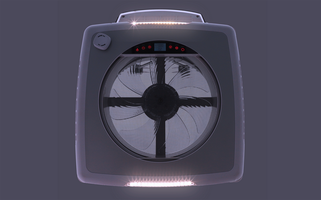 Takluke Plus Fan med vifte og 12V LED-lys 40x40 cm svart