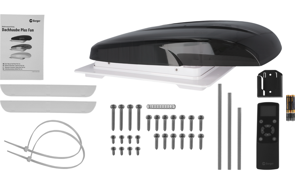 Takluke Plus Fan med vifte og 12V LED-lys 40x40 cm svart