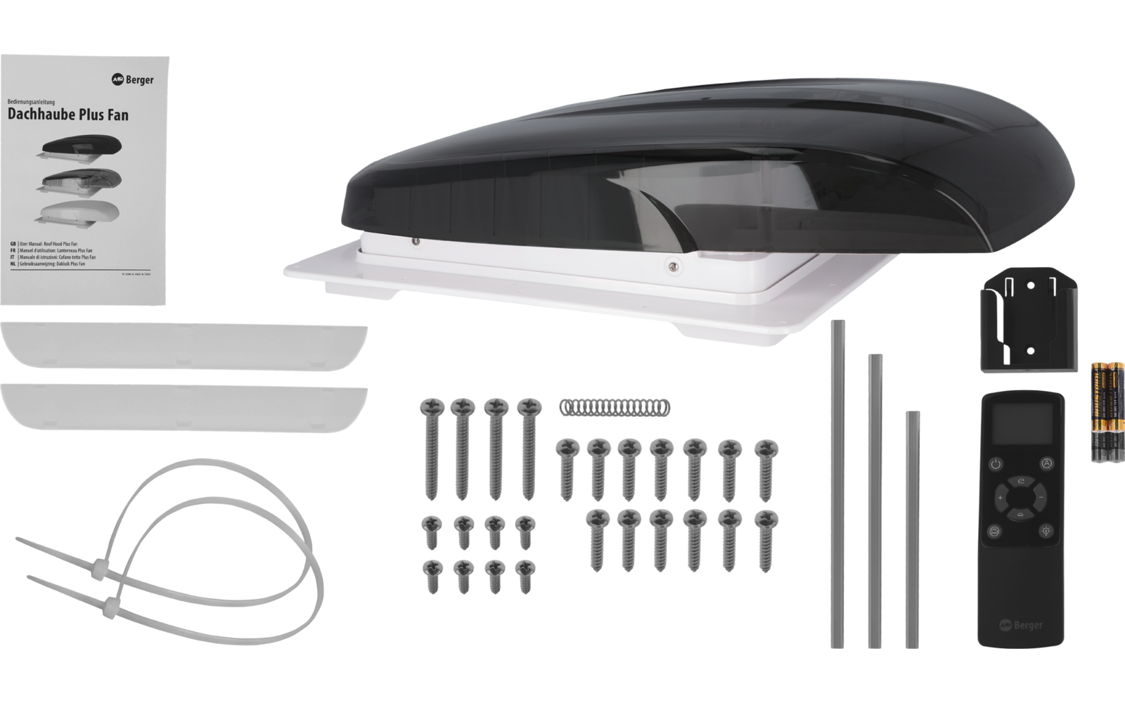 Takluke Plus Fan med vifte og 12V LED-lys 40x40 cm svart
