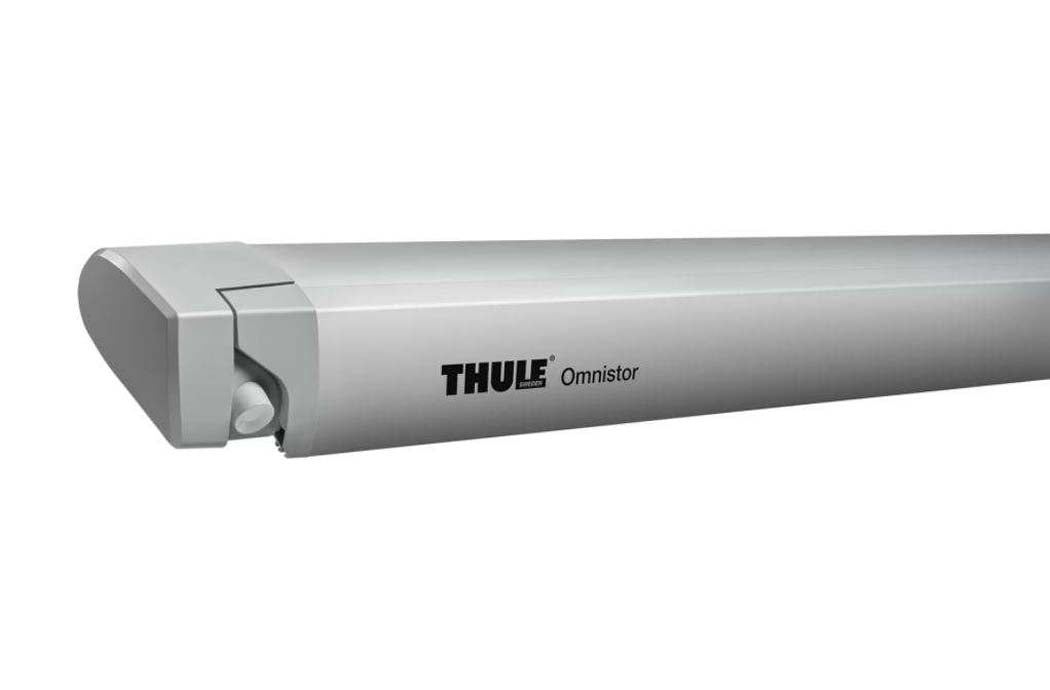 Takmarkise Omnistor 6300 med motor eloksert 250 cm utstikk montert på campingvogn