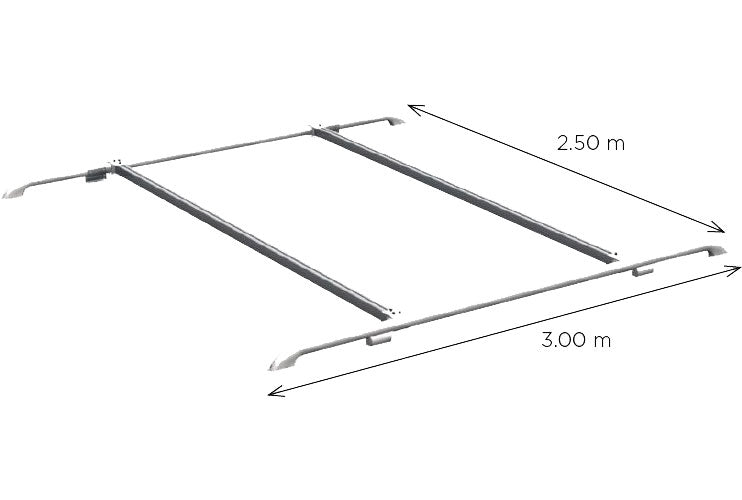 Takreling Roof Rails Deluxe aluminium 3 m montert på bobiltak