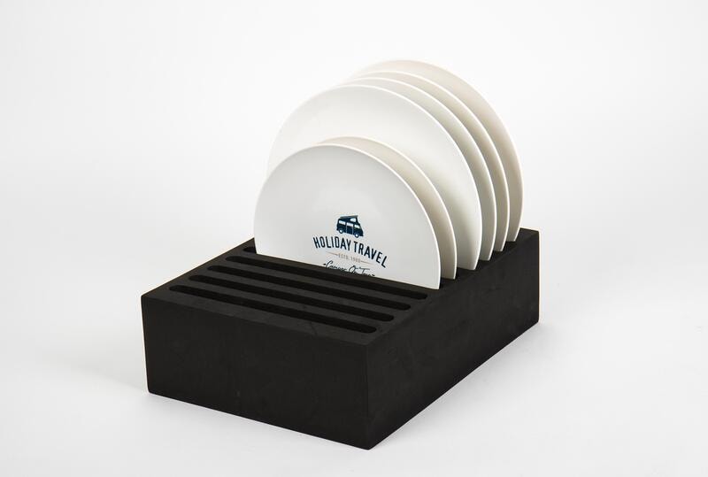 Tallerkenholder i skumgummi (EVA) for Ø23 cm, svart Camp4