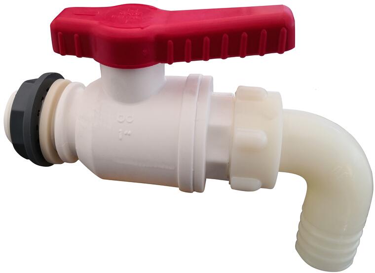 Tappekran Maxi 1 tomme 90° slangestuss 30 mm i plast fra Reimo