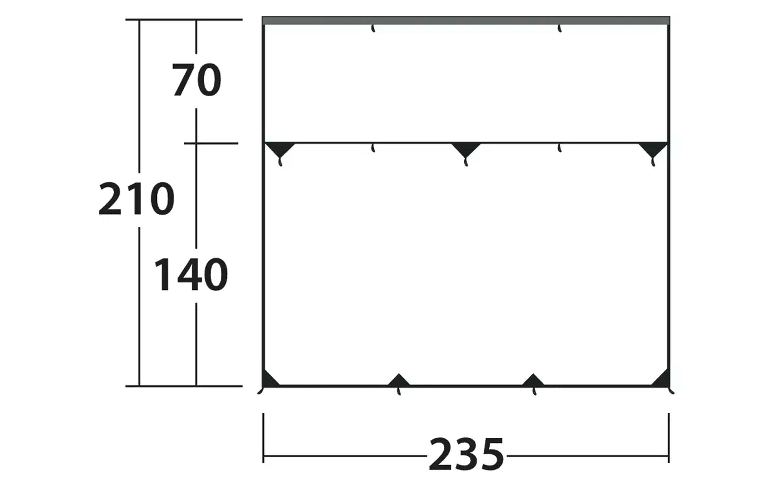 Tarp og frontvegg Hillcrest 210x235 cm festet på bilens markise