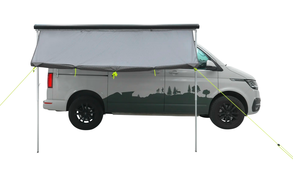 Montert Tarp og frontvegg Hillcrest 210x235 cm med stålstenger i bruk