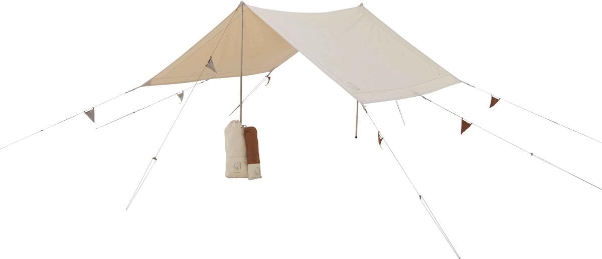 Montert Tarp Kari Tech Mini 300x250 cm teknisk bomull sand på campingplass