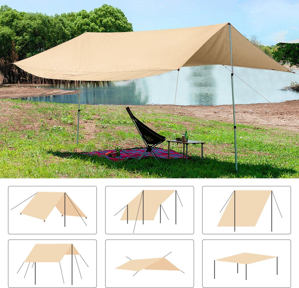 Montert Tarp Khan T 420x420 cm teknisk bomull på camping