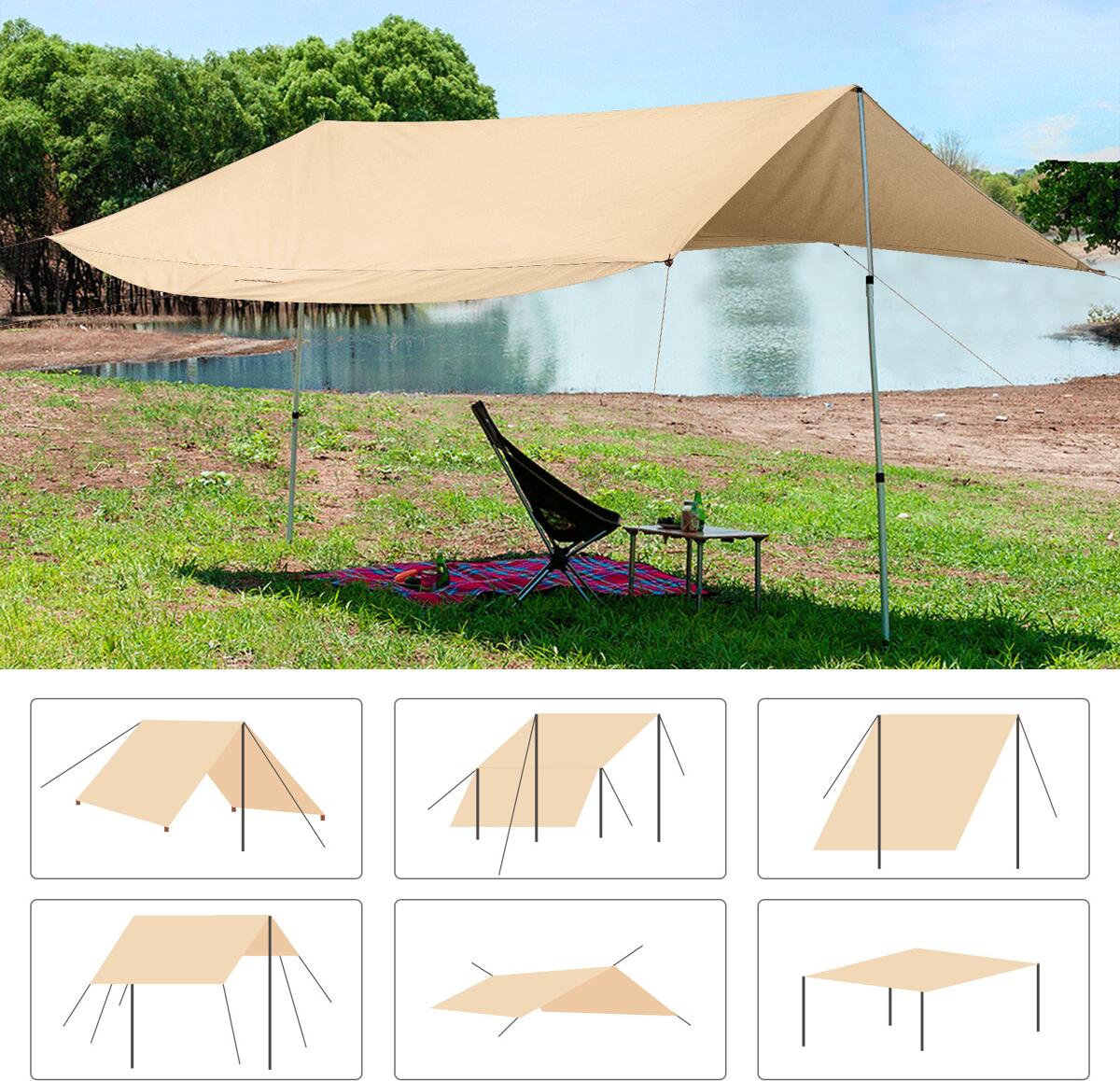 Montert Tarp Khan T 420x420 cm teknisk bomull på camping