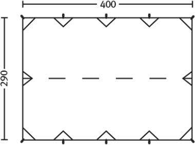 Tarp S Travel Line 400x290 cm, 1160 g, Oak med oppstillingsstenger