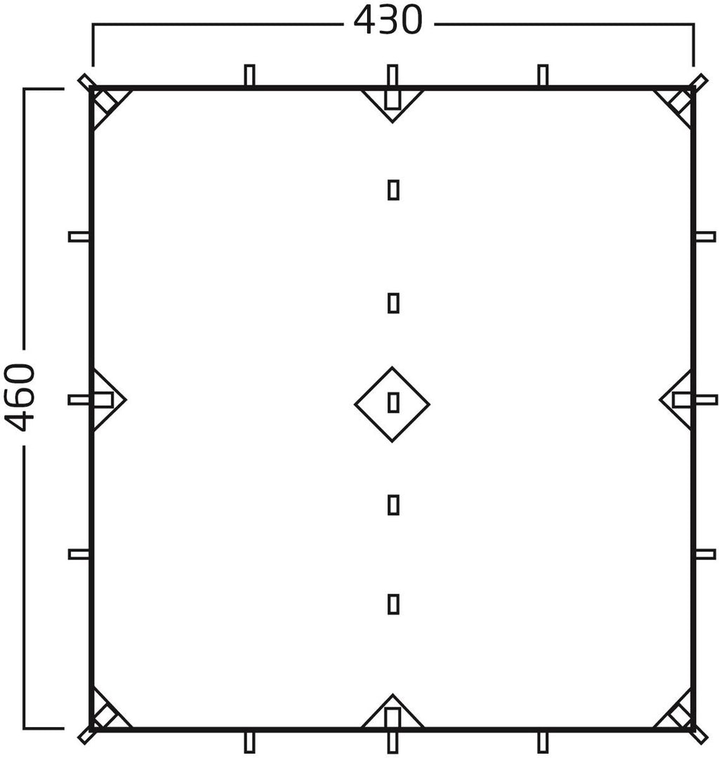 Oversikt av Tarp Voss 20 PU 460x430 cm polyester 2050 g grønn i naturen