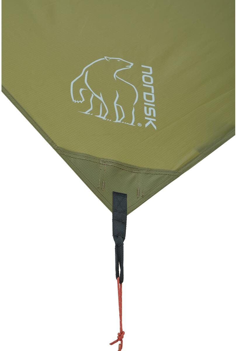 Oppsett med barduner og stenger av Tarp Voss 20 PU 460x430 cm polyester 2050 g grønn