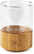 Teglass 200 ml med dobbeltvegg i glass og bambus forfra