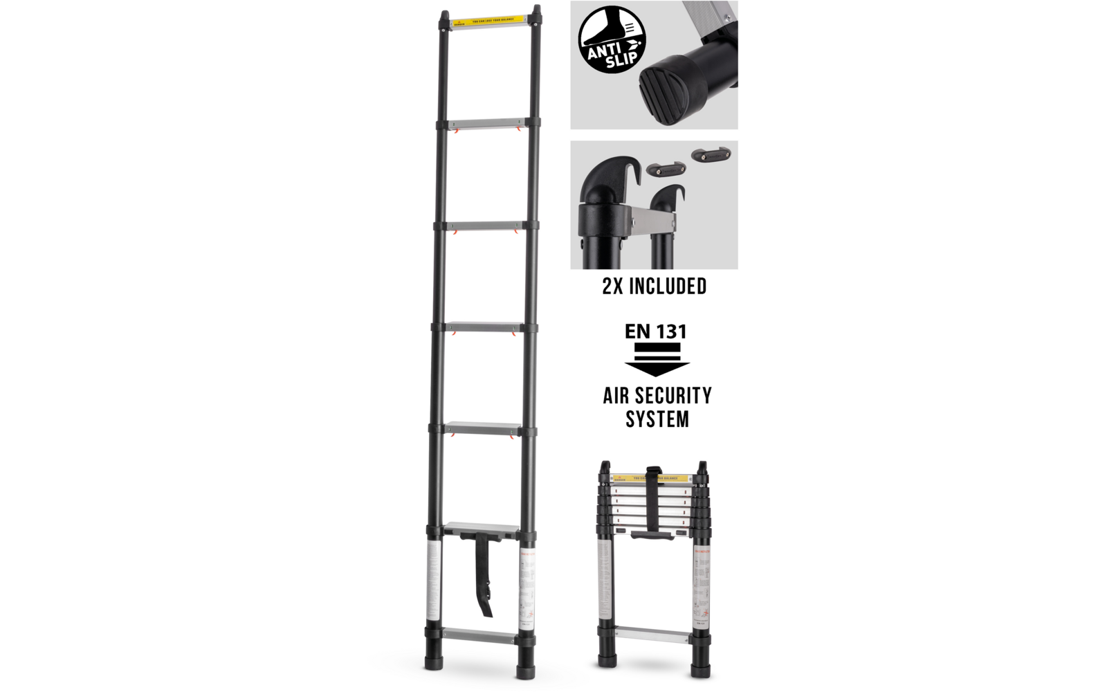 Teleskopstige Laddy Alcove Air aluminium på campingplass