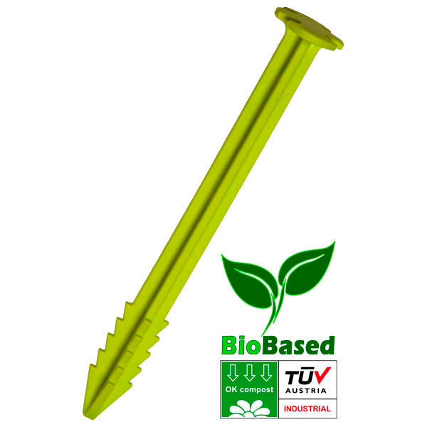 Teltplug GS120 biobasert 12 cm 6,4 g grønn forfra