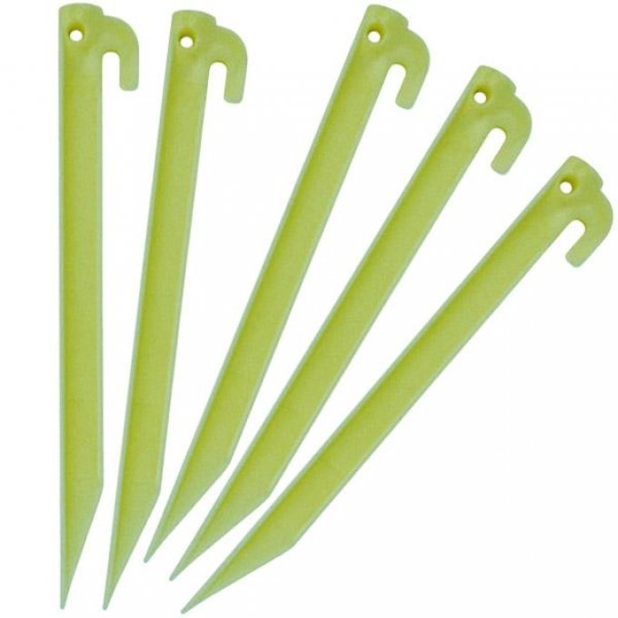 Teltplugger 22 cm selvlysende plast for blandet grunn, forfra