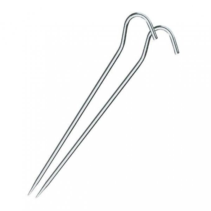 Teltplugger i aluminium 20 cm for hard grunn, 2-pakning forfra