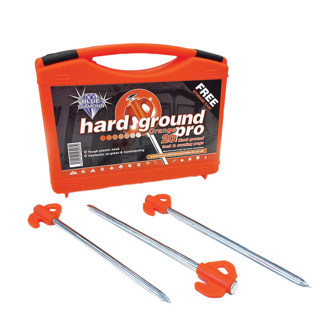 Teltplugger for hard grunn 20 stk stål 20,5 cm Blue Diamond forfra