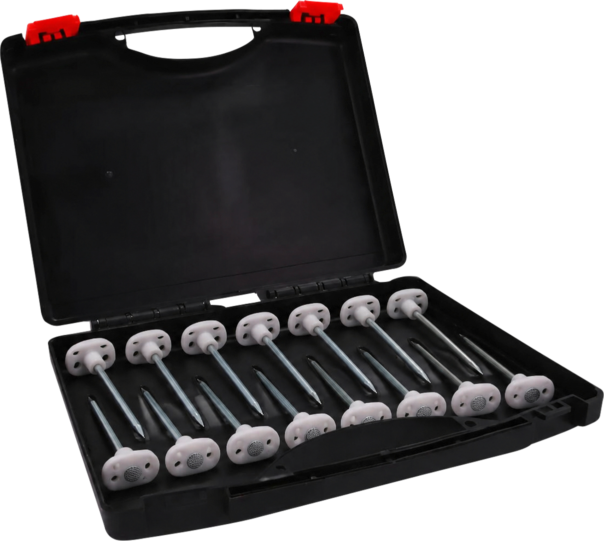 Teltplugger stål 10 cm for hard grunn 15-pack forfra