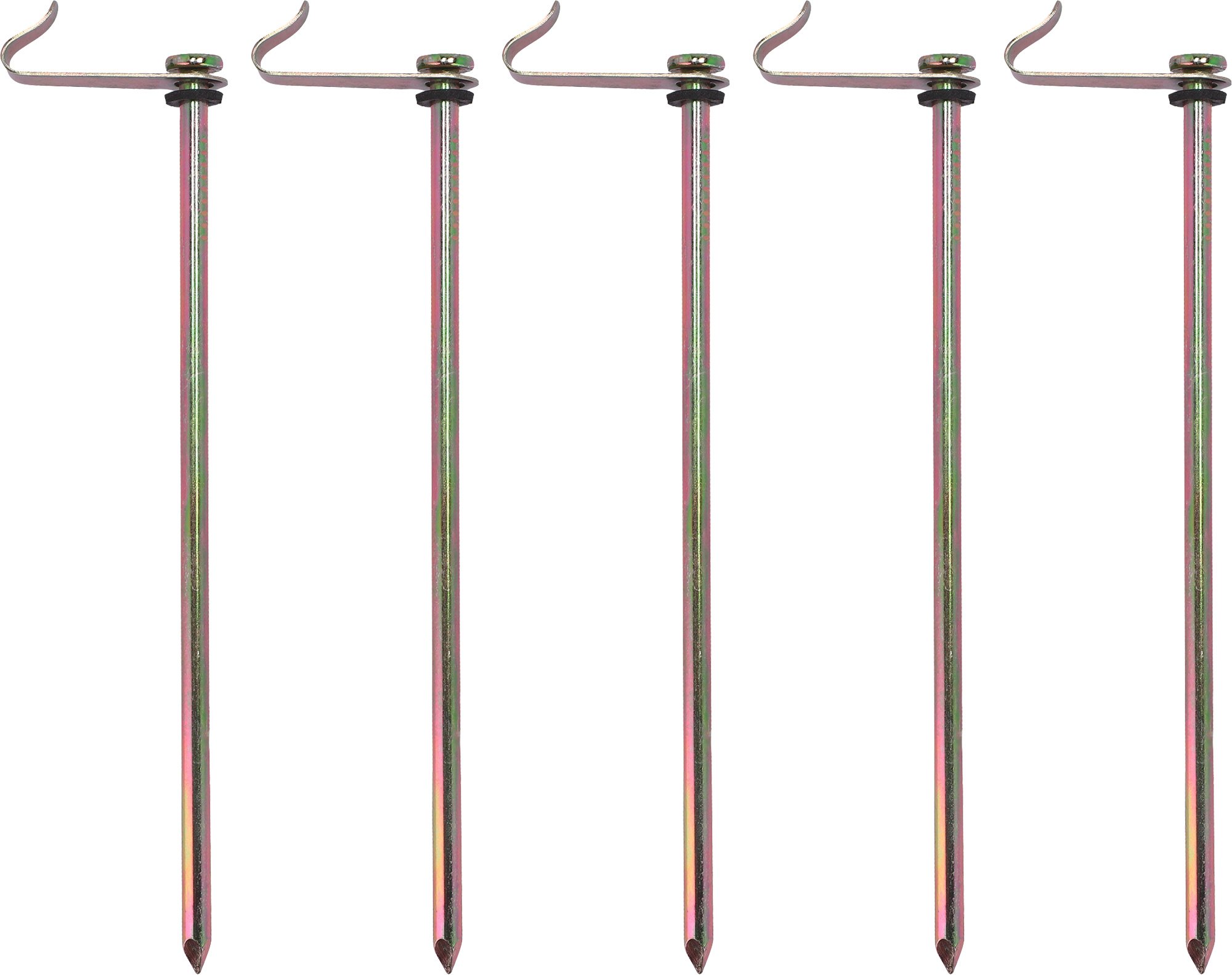Teltplugger stålspiker med krok 21 cm for hard grunn, 5-pack forfra