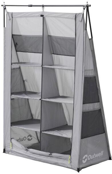 Teltskap Ryde 100x55x150 cm med 8 hyller og glidelåsdør forfra