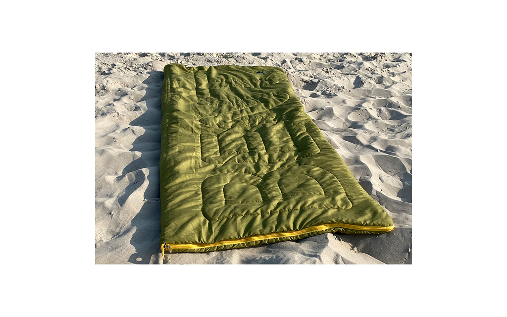 Teppesovepose Bentcho vendbar med veske Scandi 200 x 80 cm - Bent åpnet som teppe på 200 x 160 cm