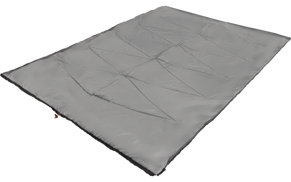 Teppesovepose Starling Square 10°C 190 x 75 cm svart - Easy Camp helt åpnet som teppe