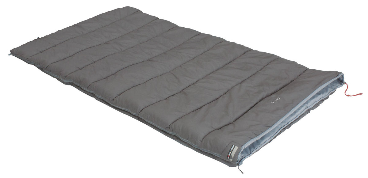 Teppesovepose Tay 8 XXL 200 x 100 cm 2520 g komfort 8 °C - High Peak i grå og lysegrå, sett ovenfra