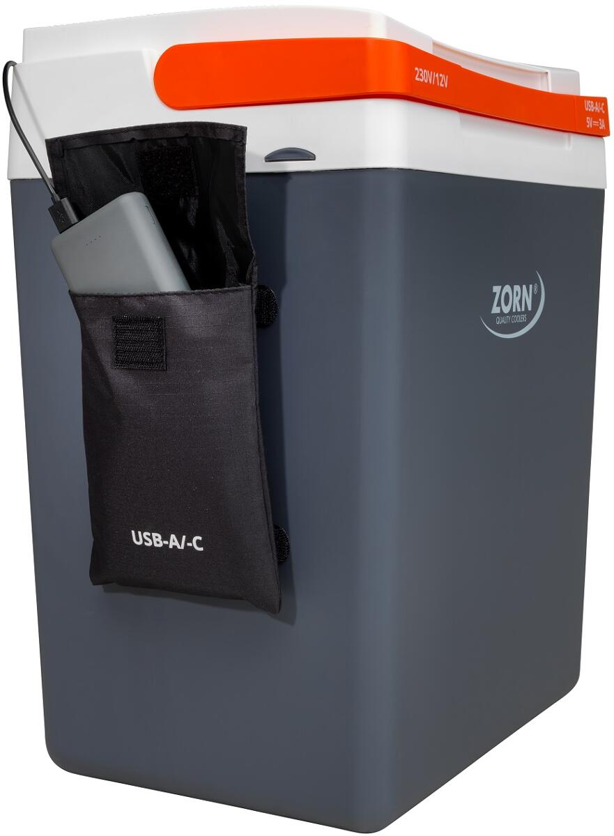 Termoelektrisk kjøleboks Z32 LNE USB 30L 12/230V USB-A/C nærbilde av bærehåndtak