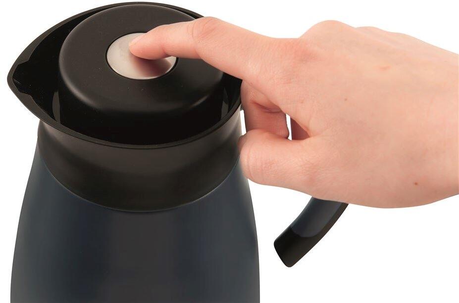 Nærbilde av lokk på Termokanne Tisane 1,5L dobbeltvegget rustfritt stål blå