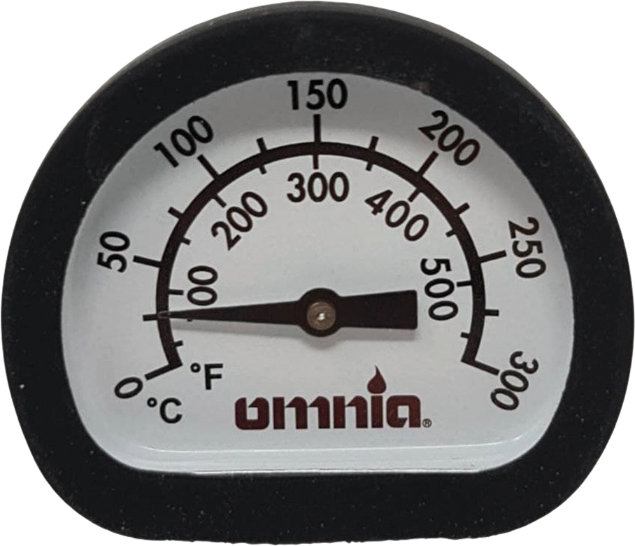 Termometer for campingbakeovn rustfritt stål Omnia forfra