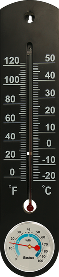 Termometer med hygrometer -20 til +50 °C veggmontert Metaltex for presis temperatur og fuktighetsmåling