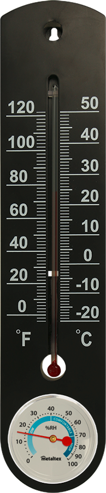 Termometer med hygrometer -20 til +50 °C veggmontert Metaltex for presis temperatur og fuktighetsmåling
