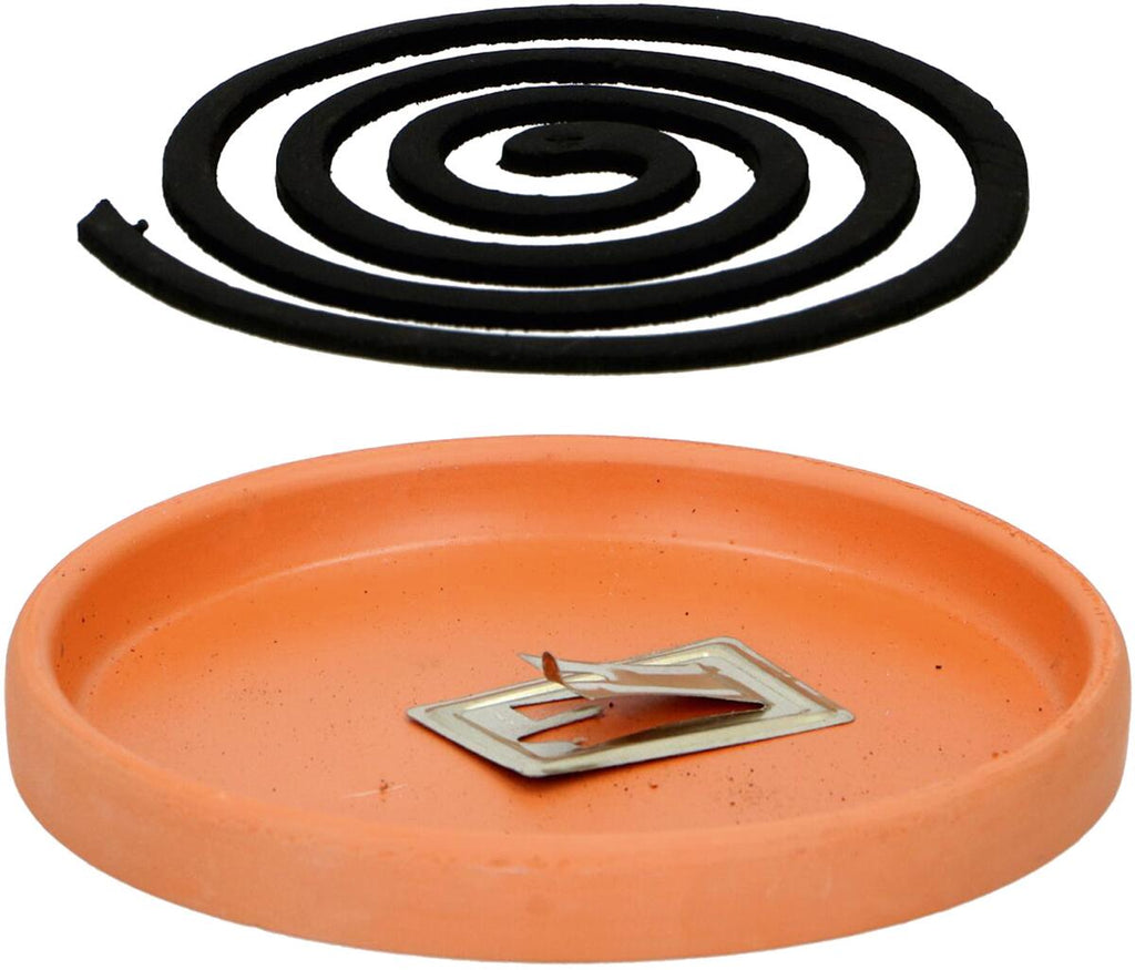 Terracotta røkelsesholder med insektspiraler ø14,5 cm bakside
