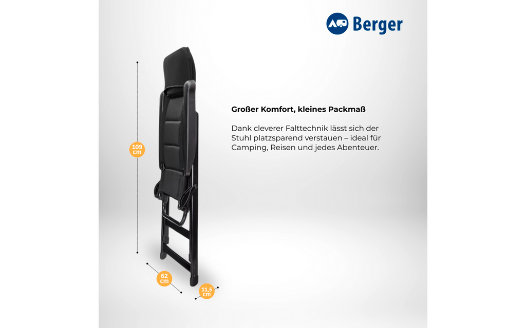 Tesino XL klappstol svart pakket for transport