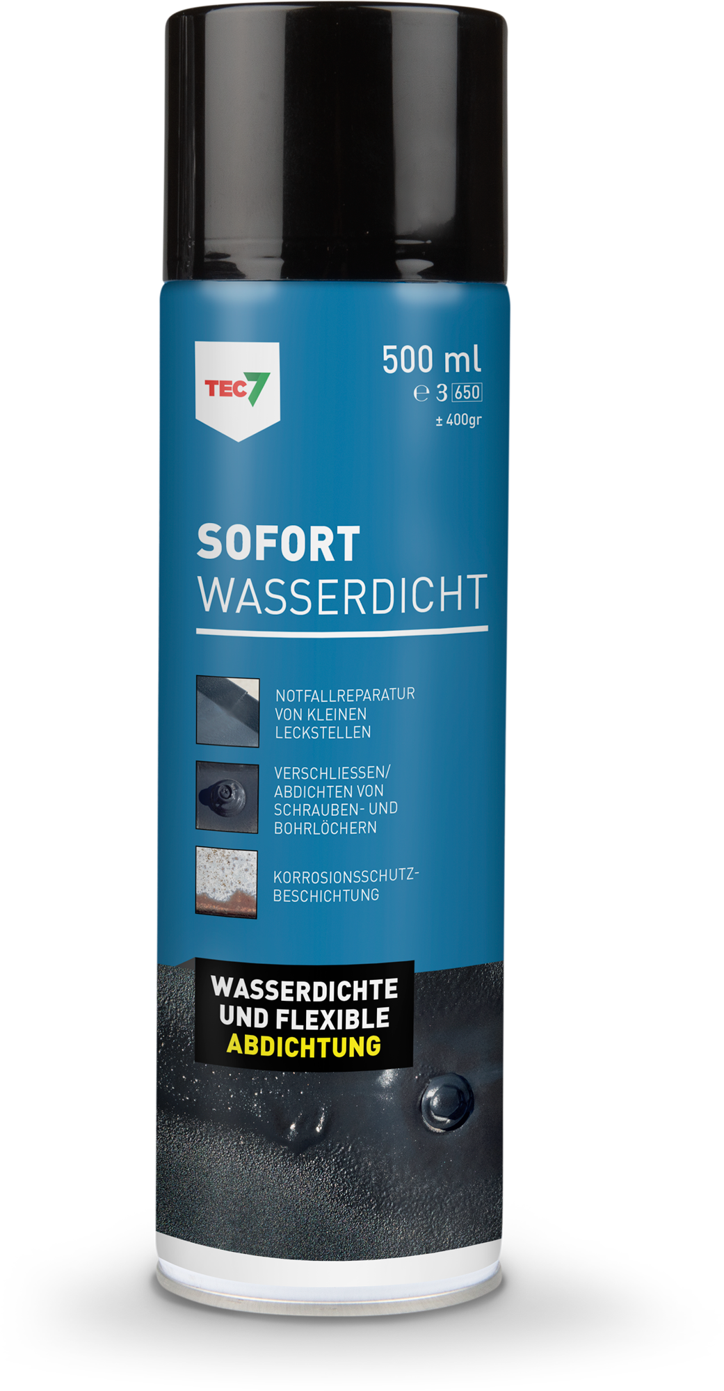 Tetningsspray WP7-201 vanntett 500 ml svart forfra
