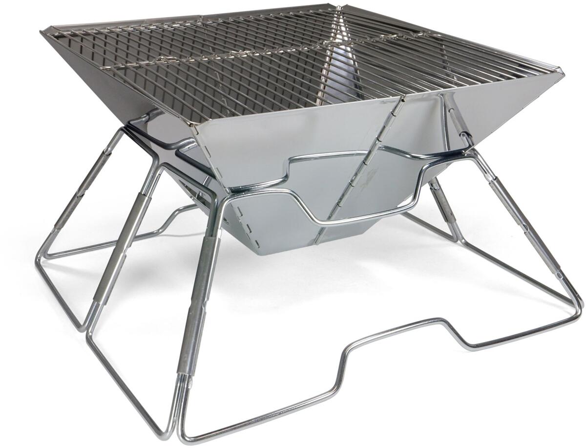 Baksiden av Tetragon grill- og ildskål i rustfritt stål