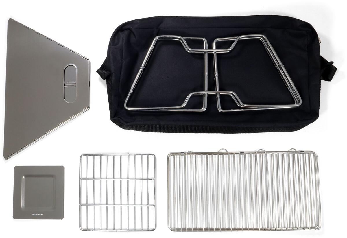 Montert Tetragon grill- og ildskål med kullrist