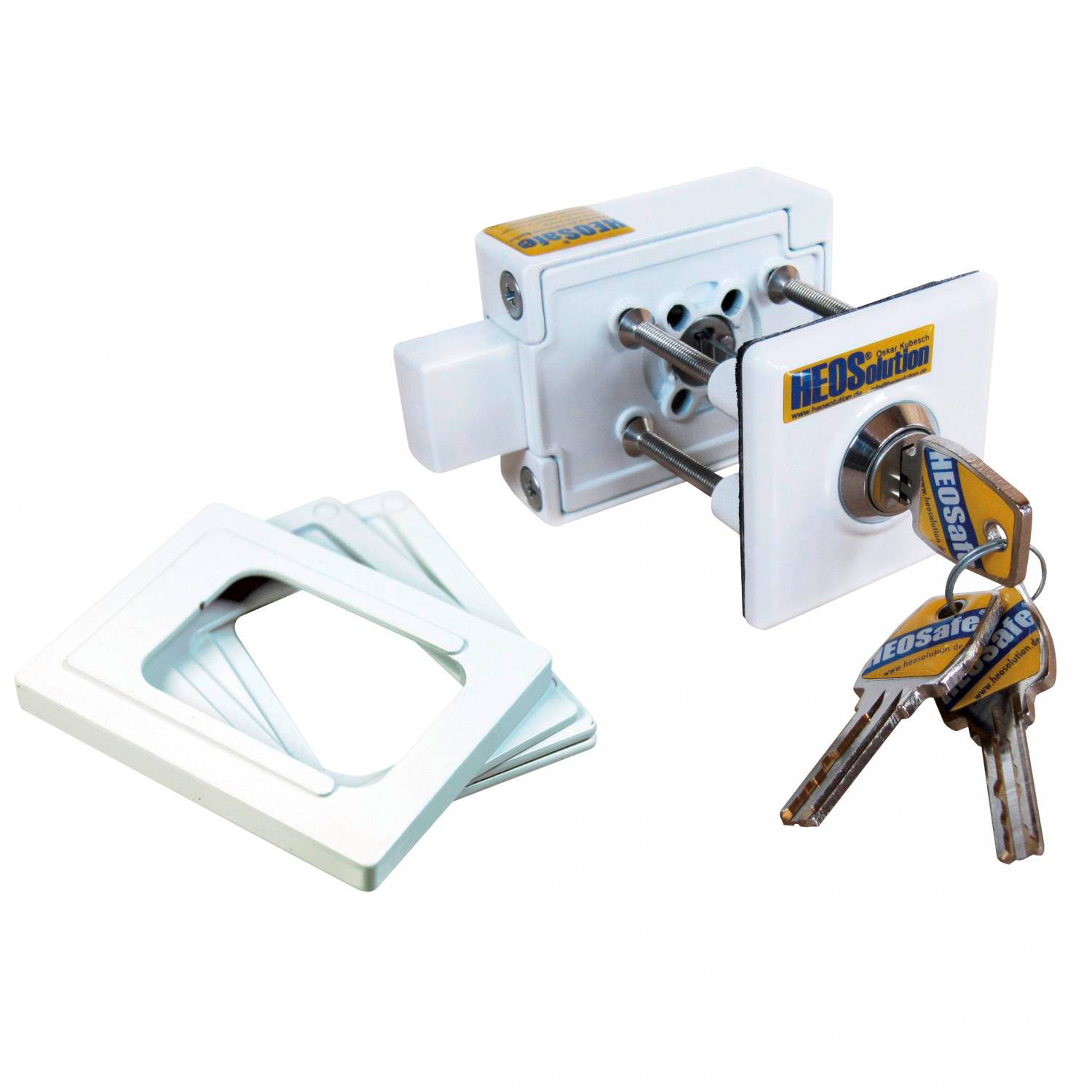 Tilleggslås for påbyggdør 77x60x44 mm aluminium - HEOSolution bakside