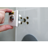Tilleggslås for påbyggdør 77x60x44 mm aluminium - HEOSolution sett fra siden