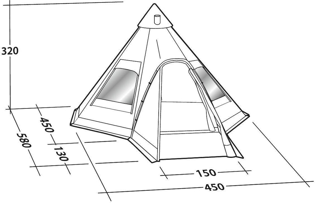 Reflekterende liner på Tipitelt Kiowa 10-personer 580x450cm polybomull