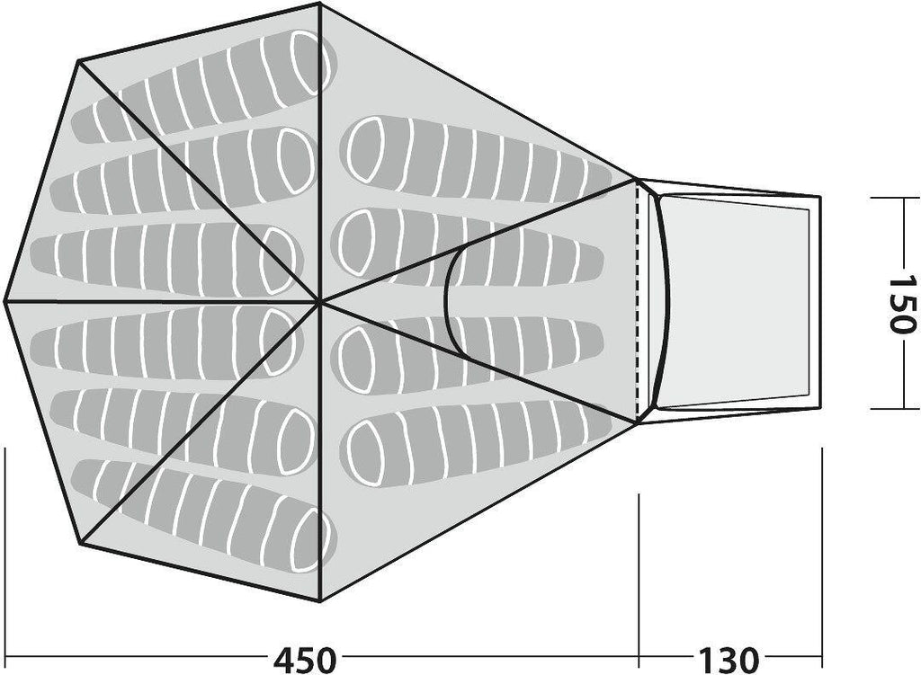 Inngang med glidelås på Tipitelt Kiowa 10-personer 580x450cm polybomull