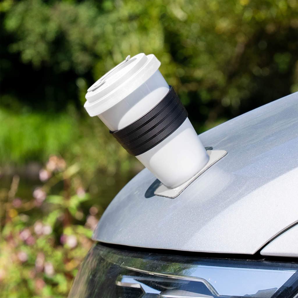 To-Go-Cup porselenskopp med lokk 350 ml inkl. gel-pad forfra