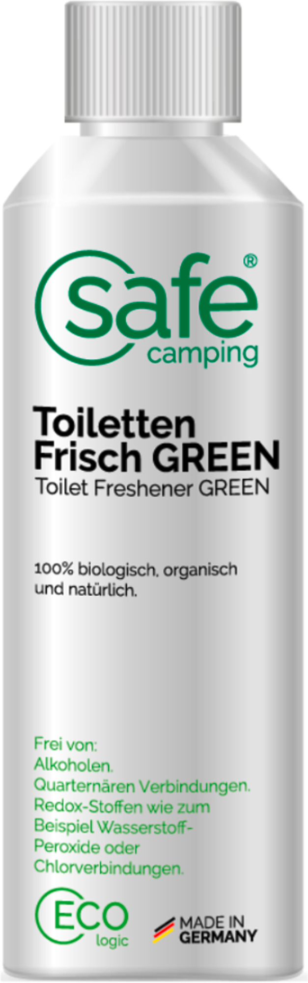 Toalettilsetning Green for spylevanntank 250 ml - SAFE CAMPING forfra